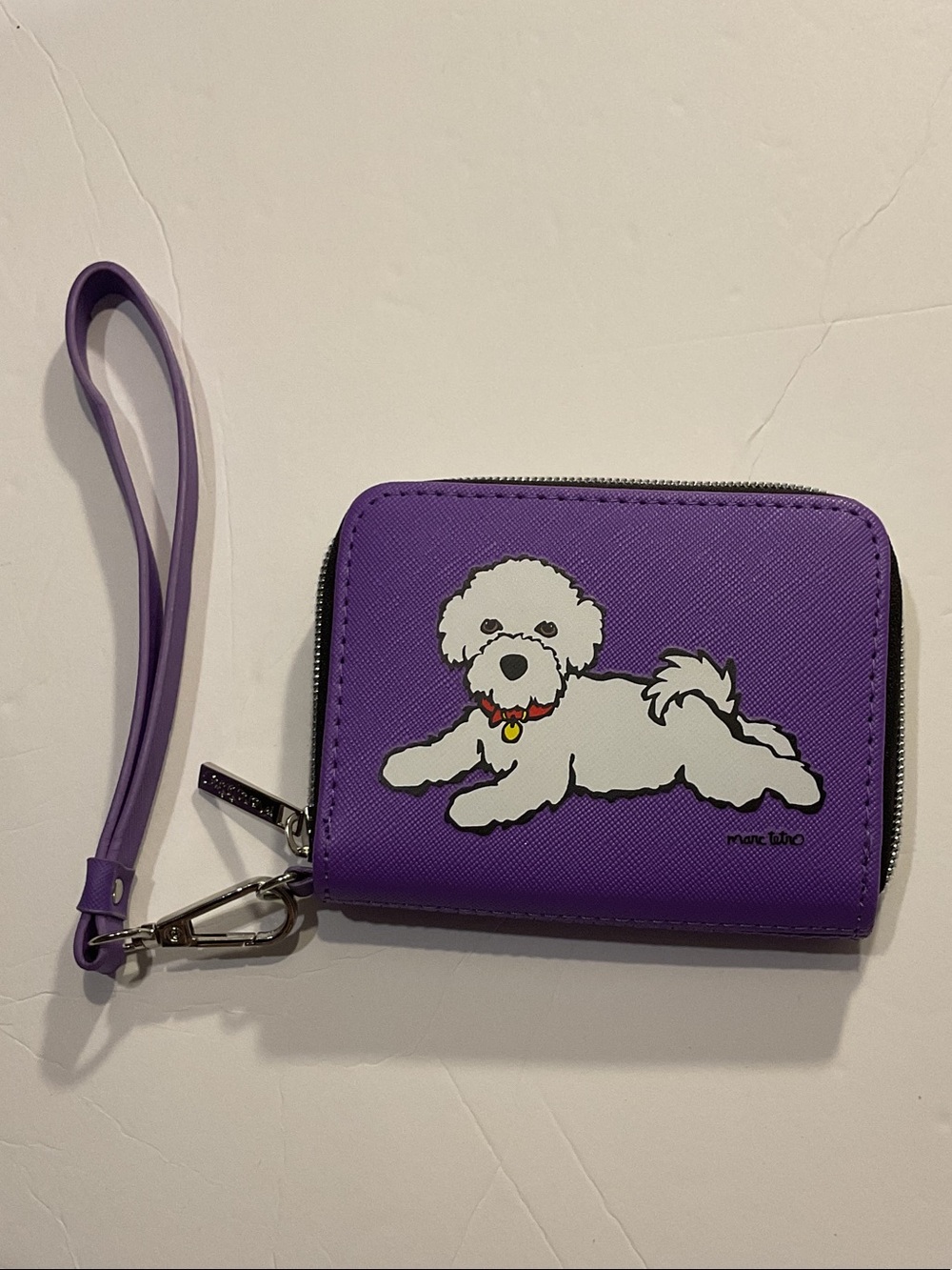 NWOT Marc Tetro Purple Dog Wristlet Card Holder